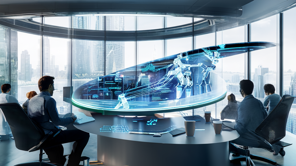 Employees in a modern office using AI technology to optimize email marketing and boost reply rates