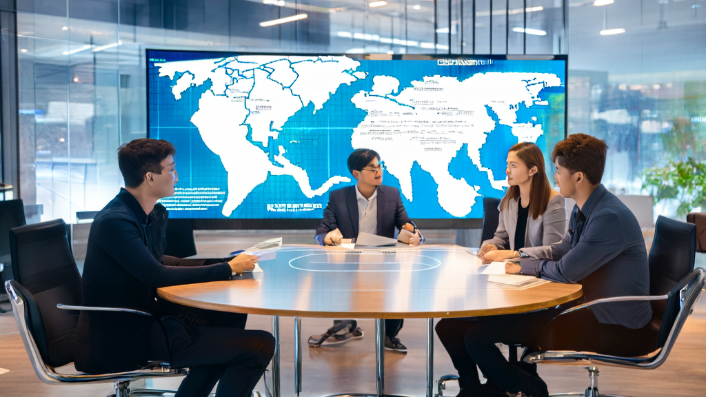 AI email marketing team discussing strategies to optimize overseas market effectiveness
