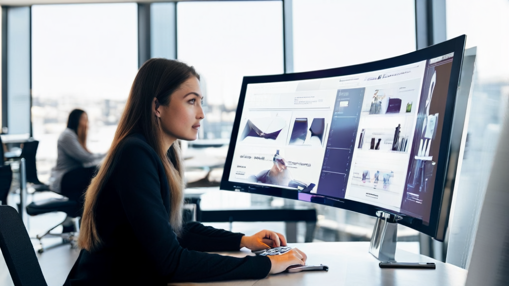 一位营销专家在现代办公室中使用Gemini集成Imagen4创建个性化营销邮件