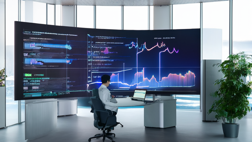 In a modern office, a marketing specialist uses Skywork-R1V3.0 for personalized email marketing, with sunlight streaming in through large windows.