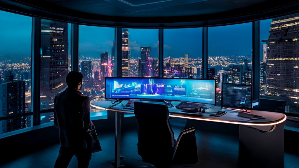未来城市的创业者使用AI代理浏览器Opera Neon进行高效邮件营销