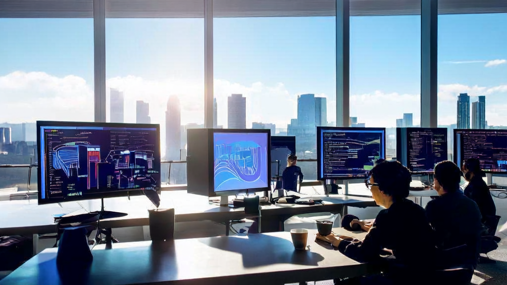Chinese AI engineers optimizing AI email marketing strategies in a modern office building