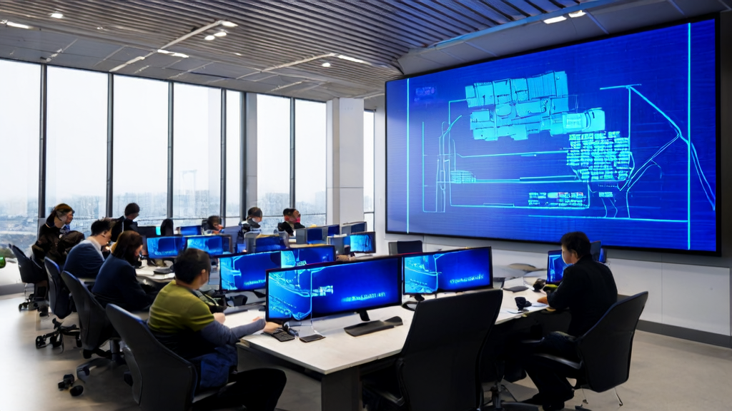 A modern office bathed in sunlight where employees are working efficiently with AI email marketing tools
