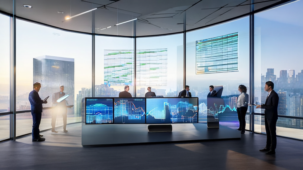 Employees in a modern office using AI technology to optimize email marketing strategies