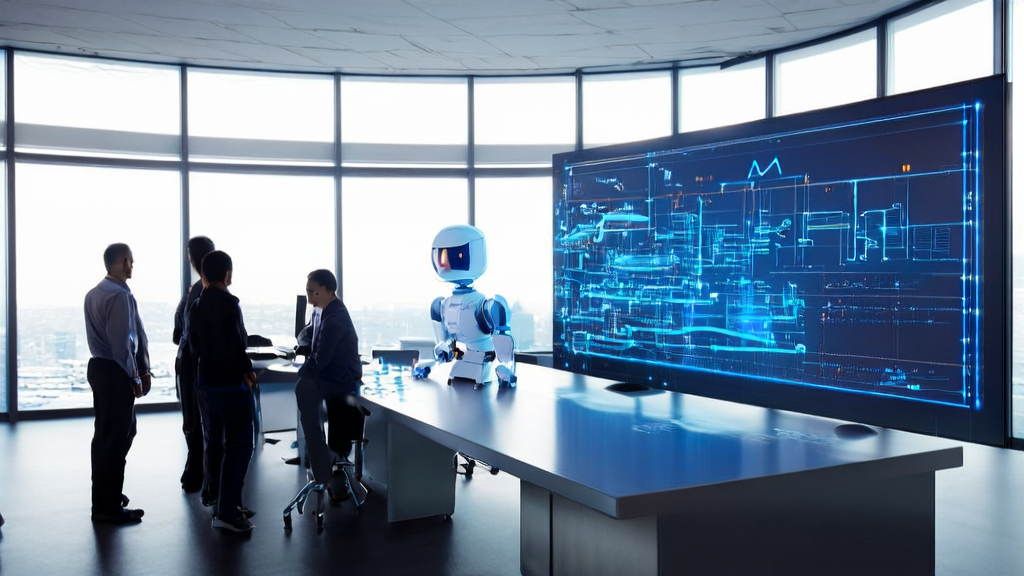 Engineers in an office using AI technology to optimize email subjects and content for better marketing performance