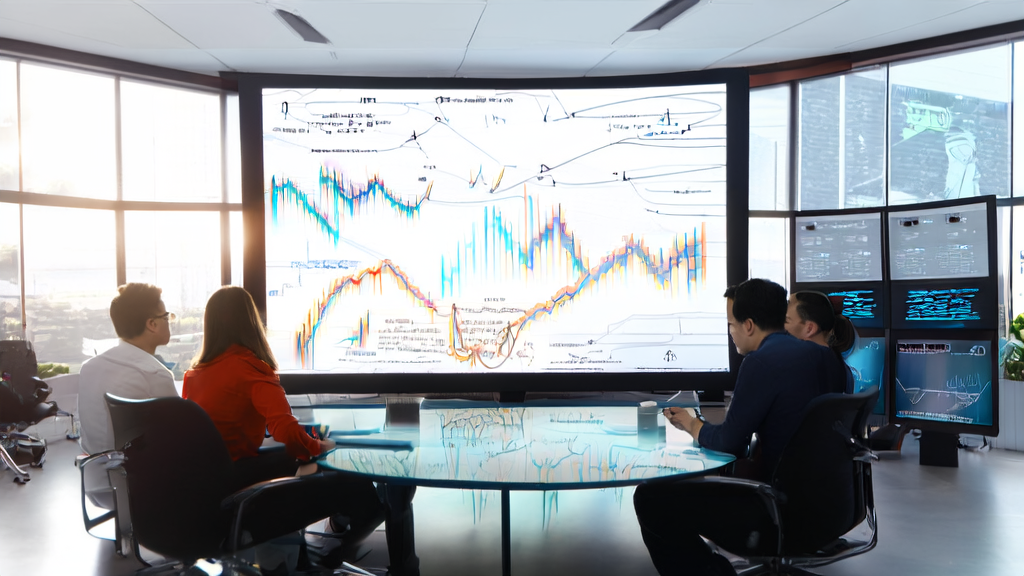 In a bright office, employees are discussing how to optimize email marketing using AI technology