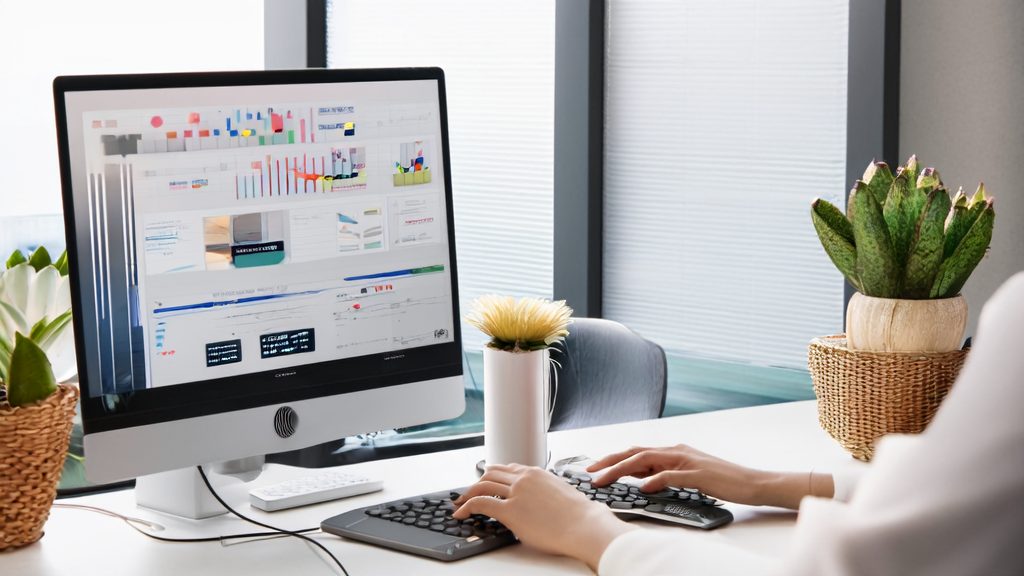 E-commerce entrepreneur using AI email marketing platform in a modern office to boost sales performance