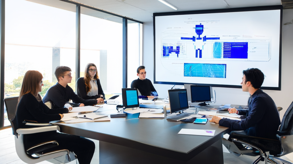 Office workers using AI-optimized email marketing tools to acquire and engage customers, improving email response rates.