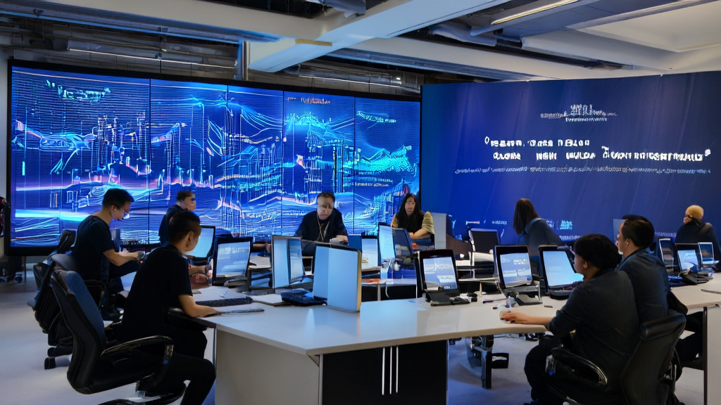 现代化办公室中展示AI优化邮件营销效果的场景