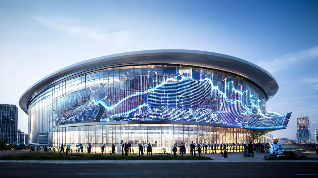 In a modern office building in a futuristic city, data scientists use AI technology to optimize email marketing strategies, enhancing customer engagement and response rates.