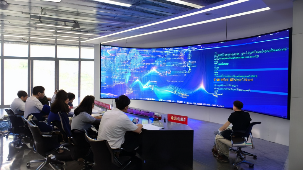 现代化办公室中展示AI优化邮件营销策略及昆仑大模型的应用场景