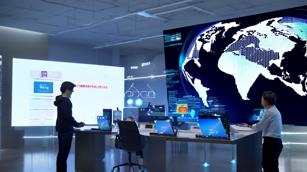 Employees in a modern office using AI email marketing tools to optimize overseas marketing effects
