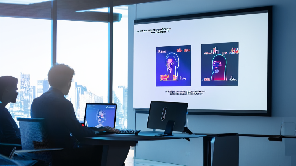AI Email Marketing Optimizing Reply Rate: Depicting a modern office where employees use AI tools to craft emails and leverage Voice Design features to enhance email interactivity.