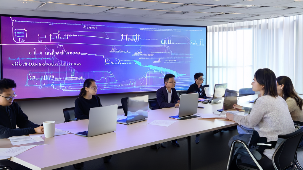 几名员工在办公室中使用AI邮件营销工具进行客户偏好匹配和个性化邮件生成