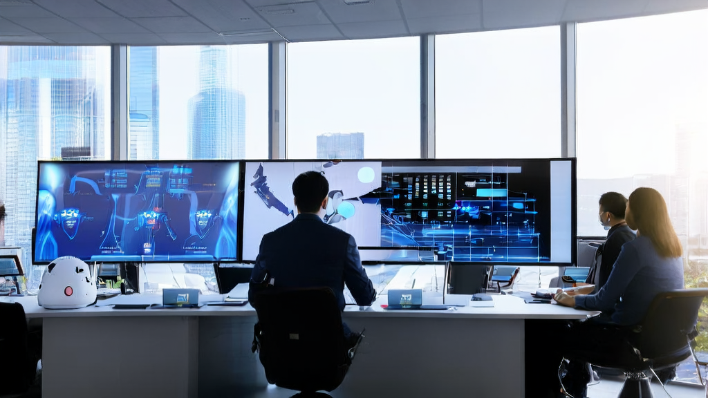 Modern office employees utilizing AI technology for high-conversion email marketing