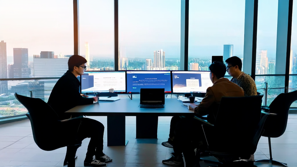 Modern office scene utilizing Alibaba Qwen3 for AI-optimized email marketing