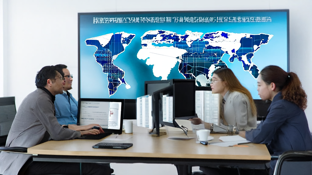Modern office where export business personnel are optimizing emails using AI polishing tools