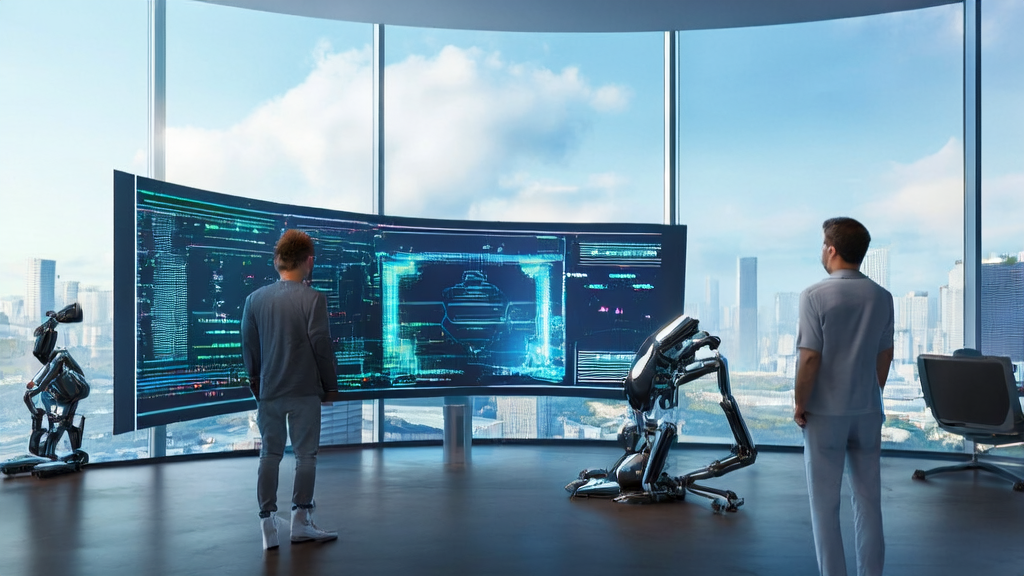 现代办公室中的AI邮件优化场景，工程师们正在利用先进技术提升邮件营销效率。