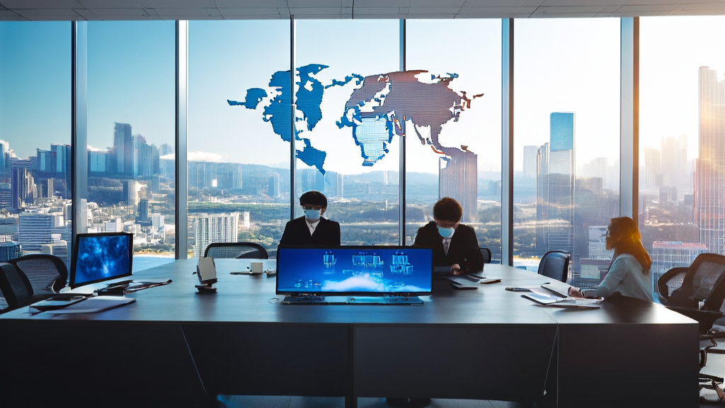 In a modern office, employees use AI email polish tools to optimize business emails and enhance brand professionalism