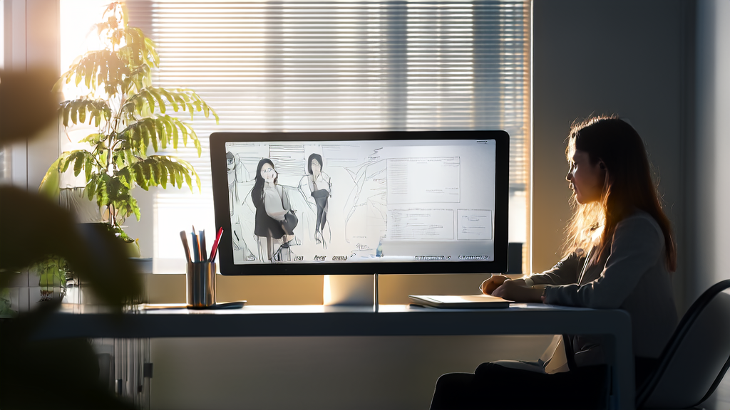 Modern office setting where AI email polish tool enhances work efficiency and brand professionalism