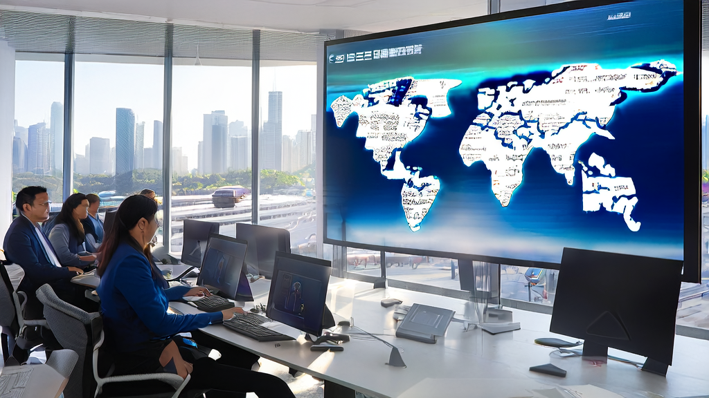 Modern office with an export salesperson using AI email polishing tool