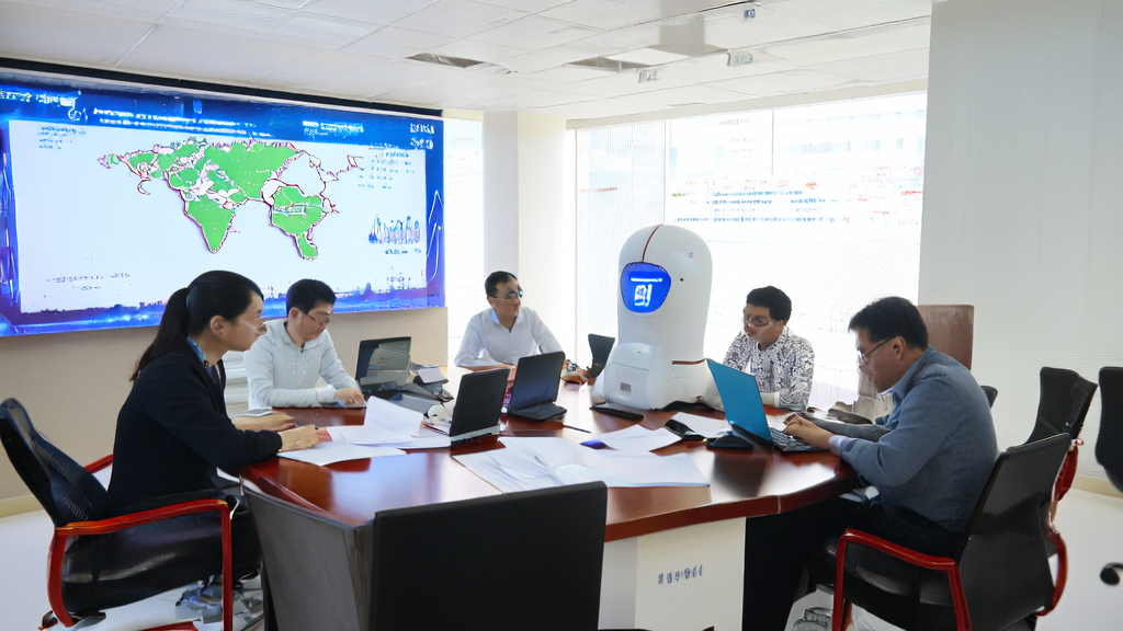 Employees in a modern office using AI email polishing tools to optimize international trade emails
