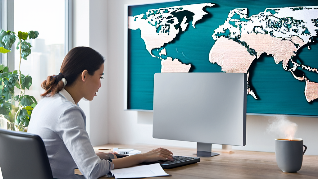 Modern office using AI email polishing tool to optimize export emails