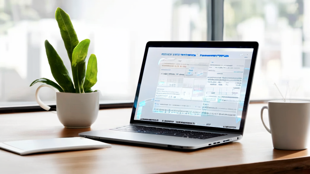 Sunlight shines in a modern office where export salespeople are using an AI email polishing tool to optimize email content