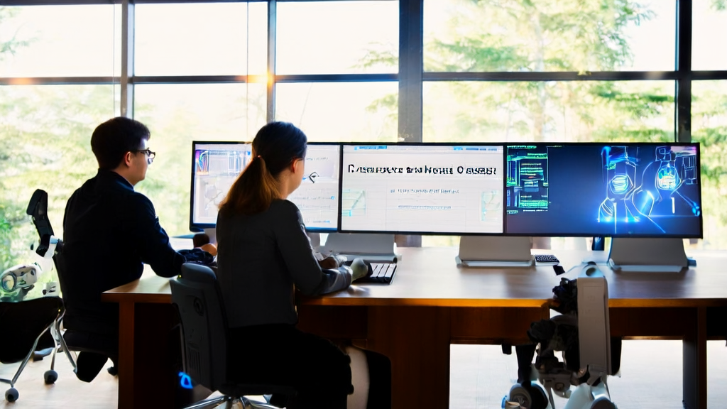 Office employees using AI email polishing tool to optimize email content and enhance brand image