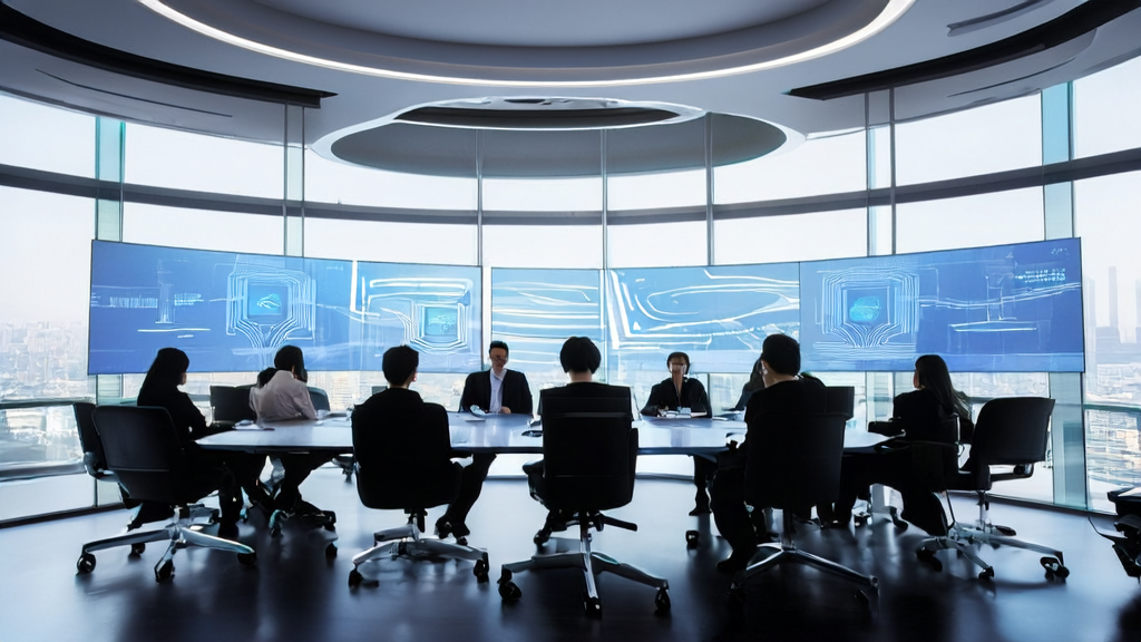 Futuristic office showcasing AI email template personalization technology to boost customer engagement and conversion rates