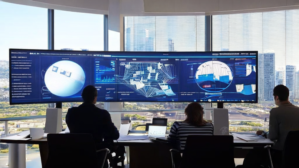 AI赋能外贸精准获客：现代化办公室内的员工利用AI技术进行高效客户管理和市场营销