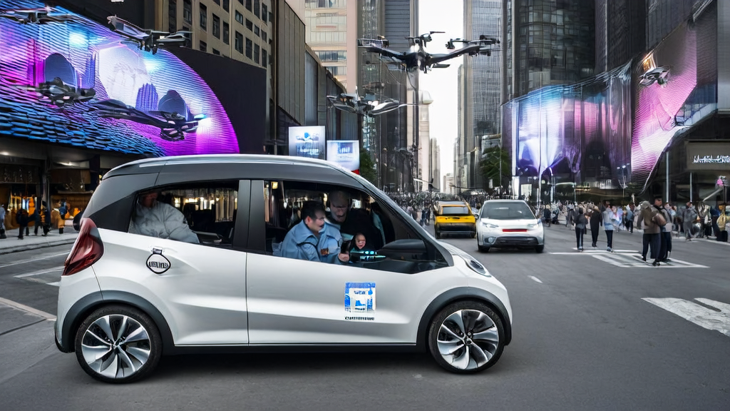Lyft car navigating city streets with AI assistant to optimize routes and increase earnings
