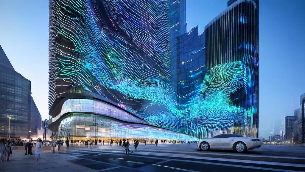 A futuristic city skyline and self-driving car illustrate the application of AI in personalized email marketing.