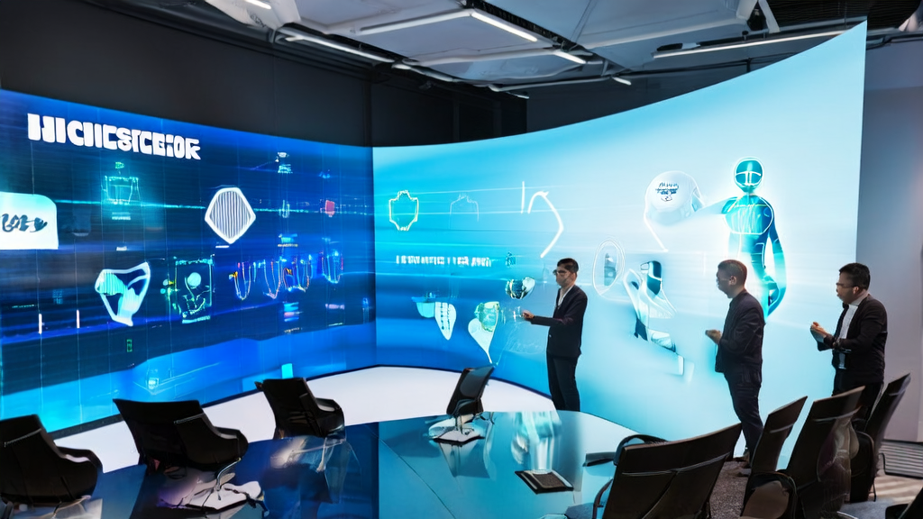 In a modern office, employees use AI technology for efficient customer acquisition and email marketing