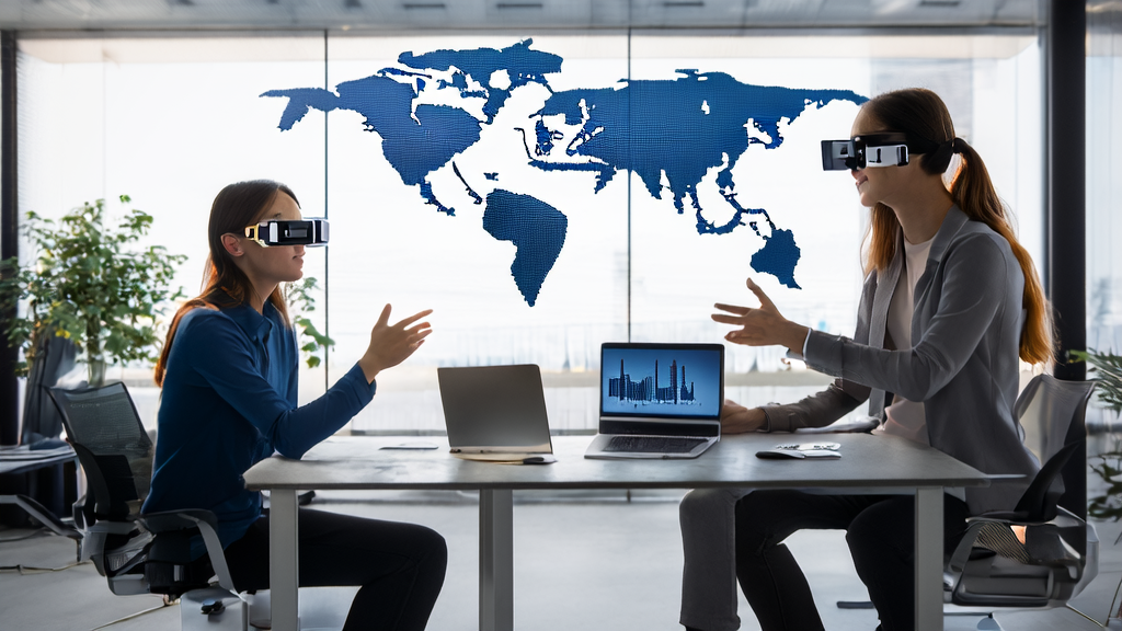 Export business team discussing AI-powered precise customer acquisition using Xiaomi AI glasses