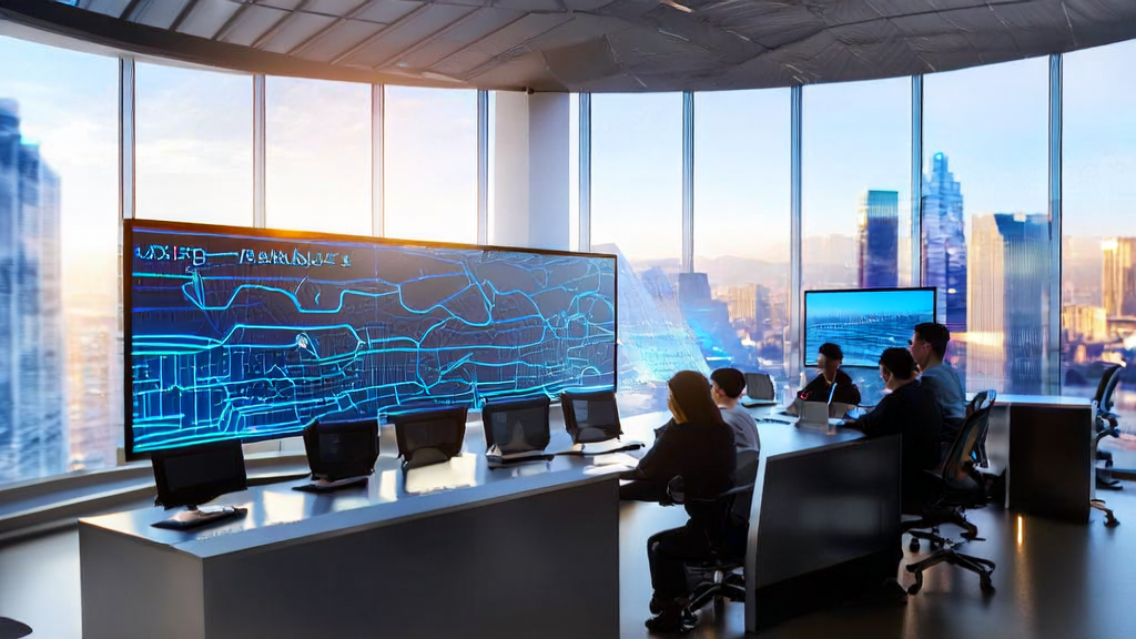 Sunlight shines on an independent site office where technicians use AI technology to optimize acquisition paths and boost website traffic