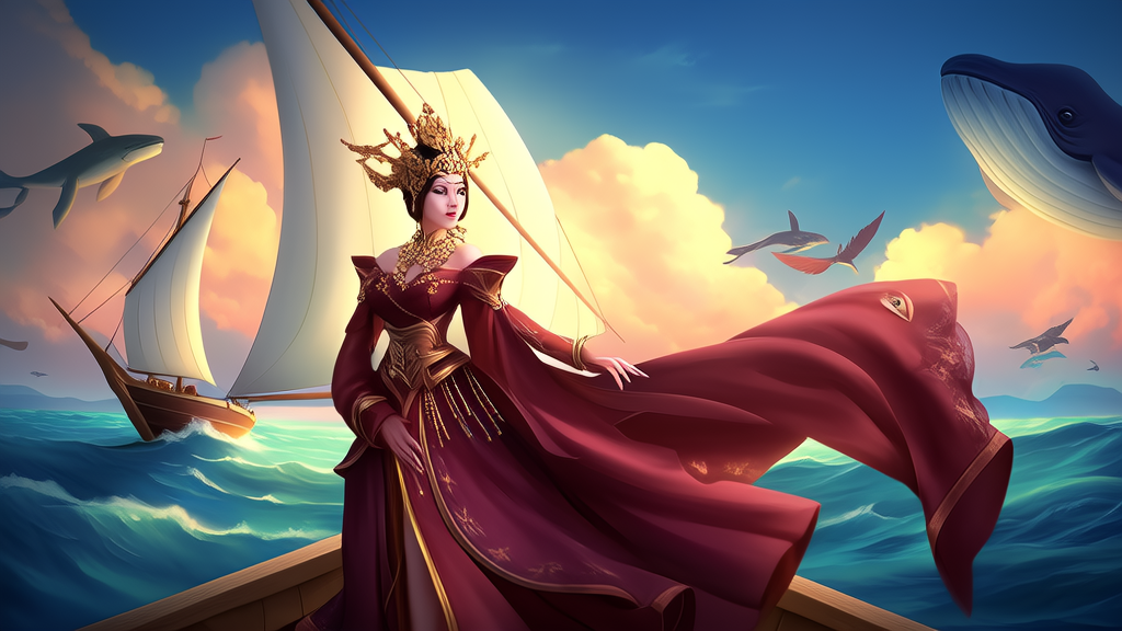 A scene from the world's first AI-made feature film “Queen of the Sea“, showcasing the perfect blend of technology and art.