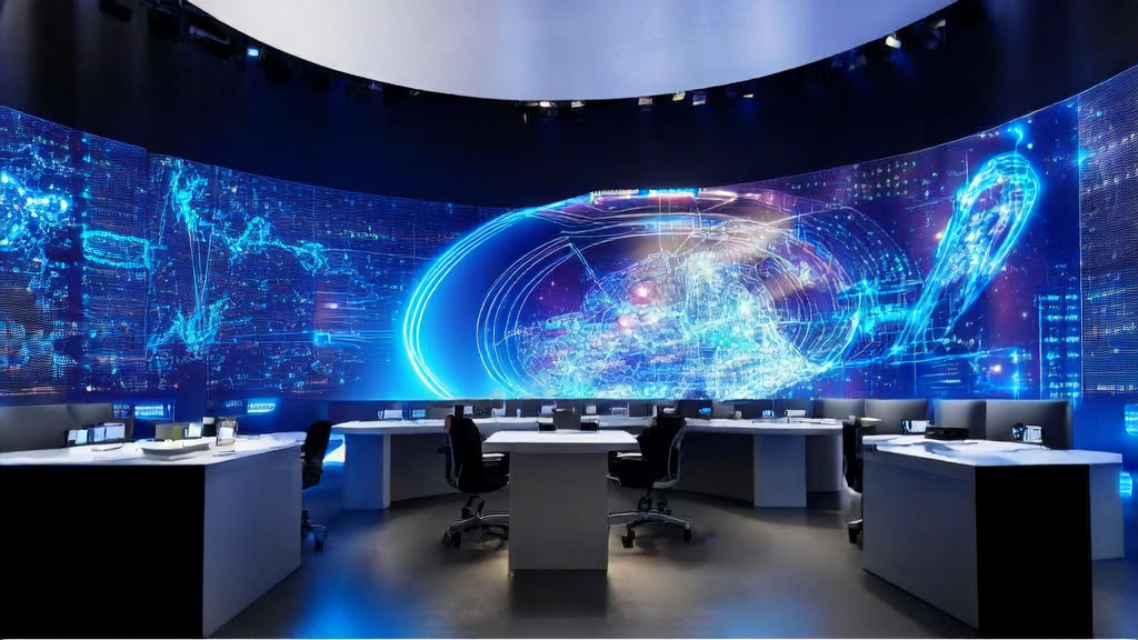 Futuristic office showcasing AI-driven cross-border e-commerce growth strategies