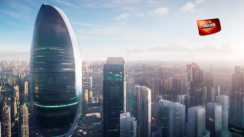 A futuristic digital city showcasing cross-border e-commerce AI ad targeting, supported by Amazon's new AI organization