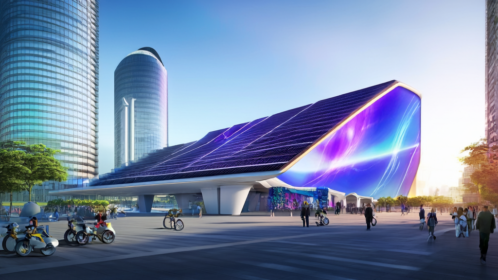 Future city's new energy station with vibrant AniSora animations