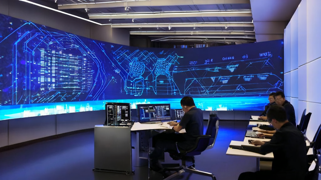 Developers in a modern office using MCP protocol to optimize workflows and enhance AI guest acquisition efficiency