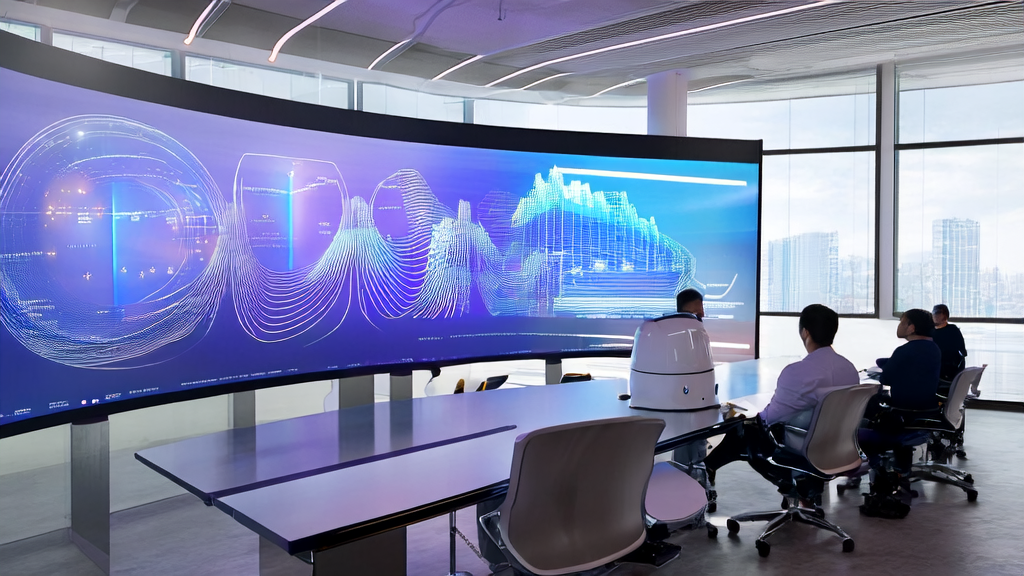 In a high-tech office, employees are using AI technology for customer data cleaning and intelligent matching to improve conversion rates.