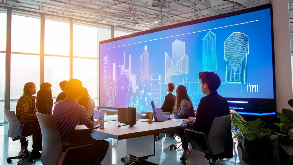 A modern office bathed in sunlight, where entrepreneurs are using the Manus AI agent to acquire customers efficiently through LinkedIn