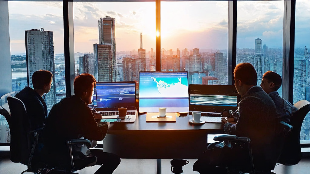 AI智能获客系统在现代化办公室中的应用，展示跨境电商自动化营销方案