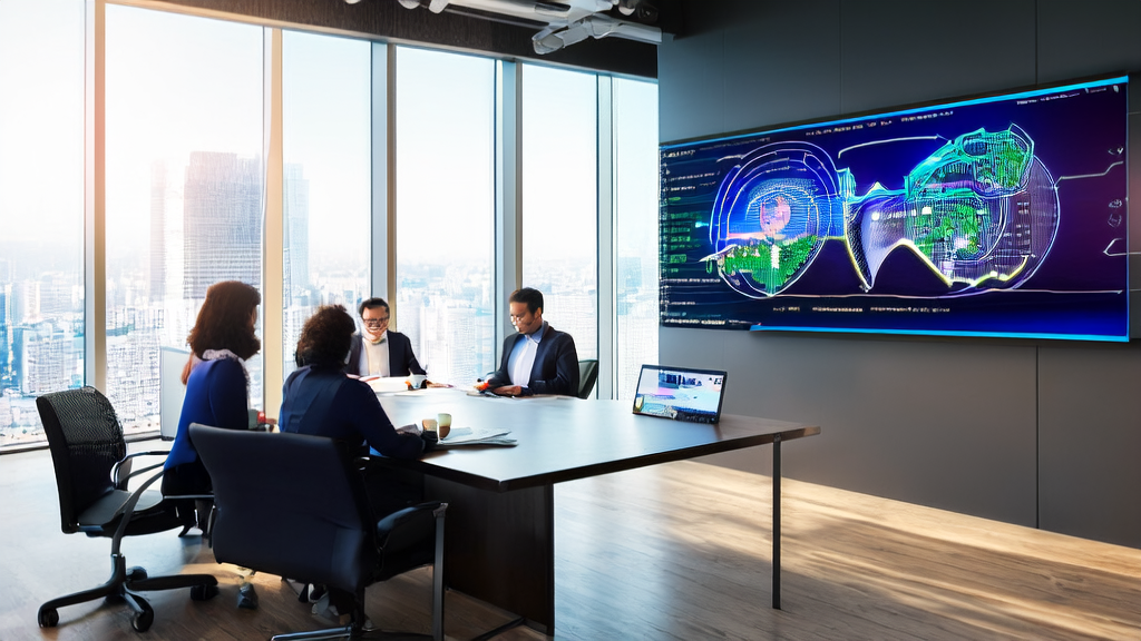 AI guest acquisition system in a modern office, showcasing the process of optimizing email marketing