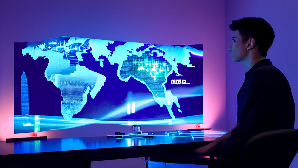 Young entrepreneur using AI technology to analyze manufacturing customs data for customer acquisition