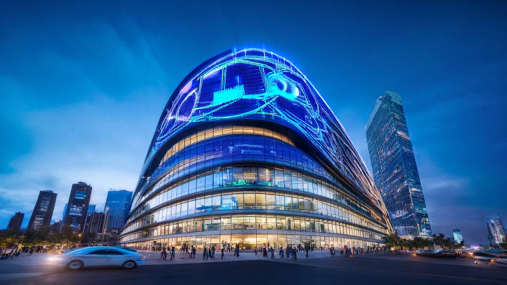 未来城市的现代化办公大楼内，创业者们正在讨论2025年跨境电商的增长策略和印度AI版权新模式