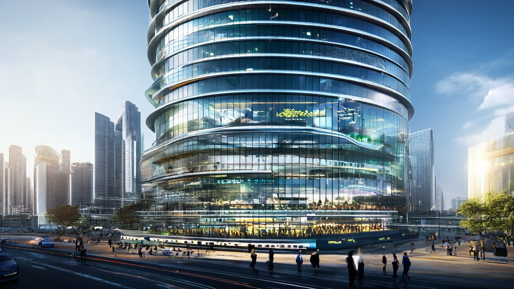 Entrepreneur using AI intelligent acquisition system to screen global customers in a futuristic city