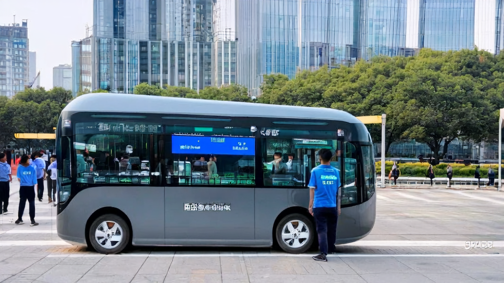 南京公交站台前展示高效能AI智能体进行调度，技术人员调试设备