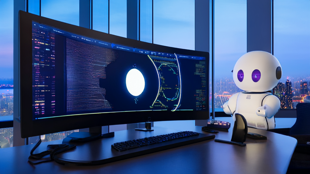 AI intelligent acquisition system leading global trade development for foreign trade enterprises, with a background of a modern office and city skyline